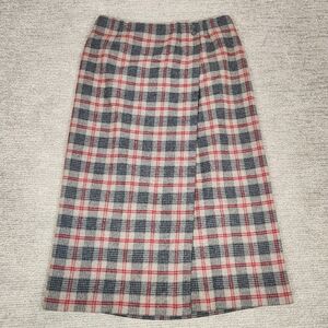 Vintage Talbots Wool Skirt Plaid Womens 14 Long Maxi Grandma Tan Red Black Lined